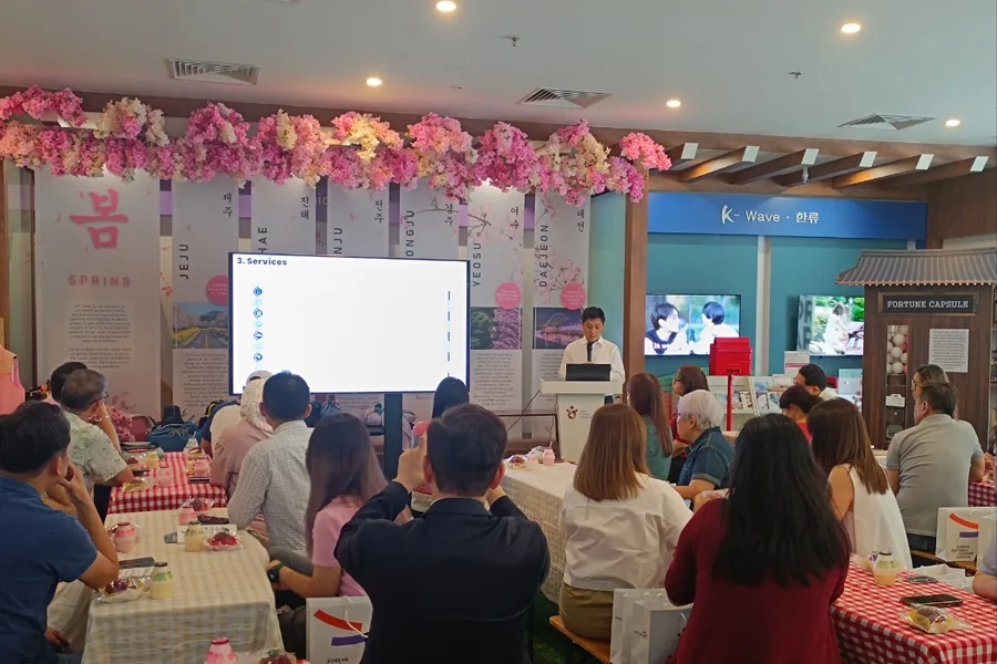 James presenting at Korea Tourism Organization Cultural Festival, Singapore